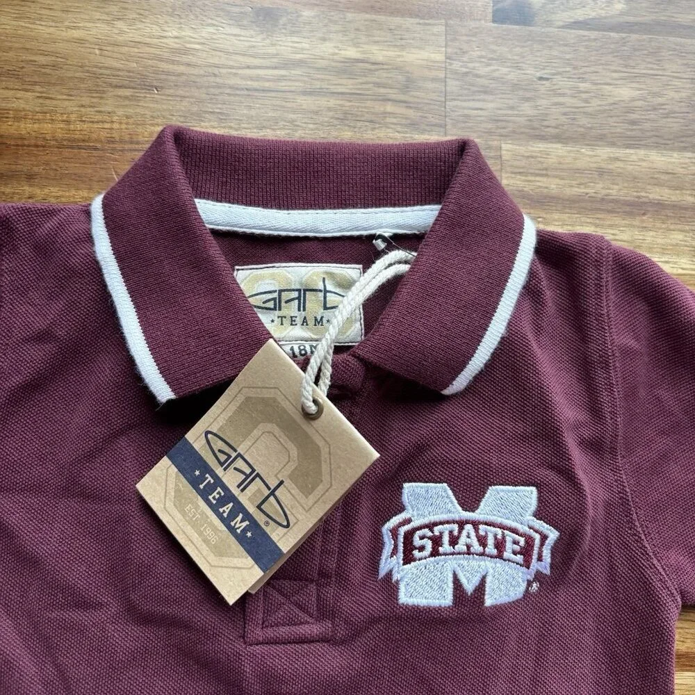 Mississippi State University MSU Football Polo Bodysuit‎ Baby Size 18 Month NWT